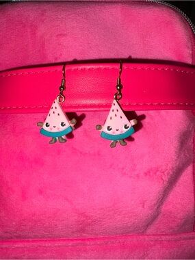 hand made  Pink Watermelon Slice earrings